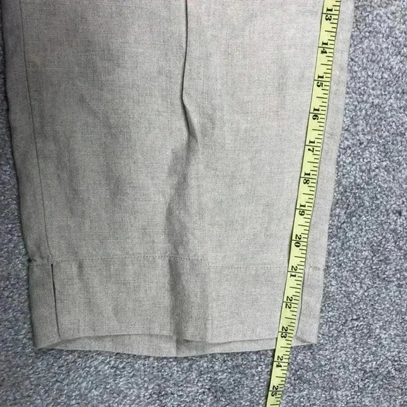 J Jill Linen Pants Elastic Waist Cropped Beige Color Pockets Natural Sz M - Picture 4 of 9